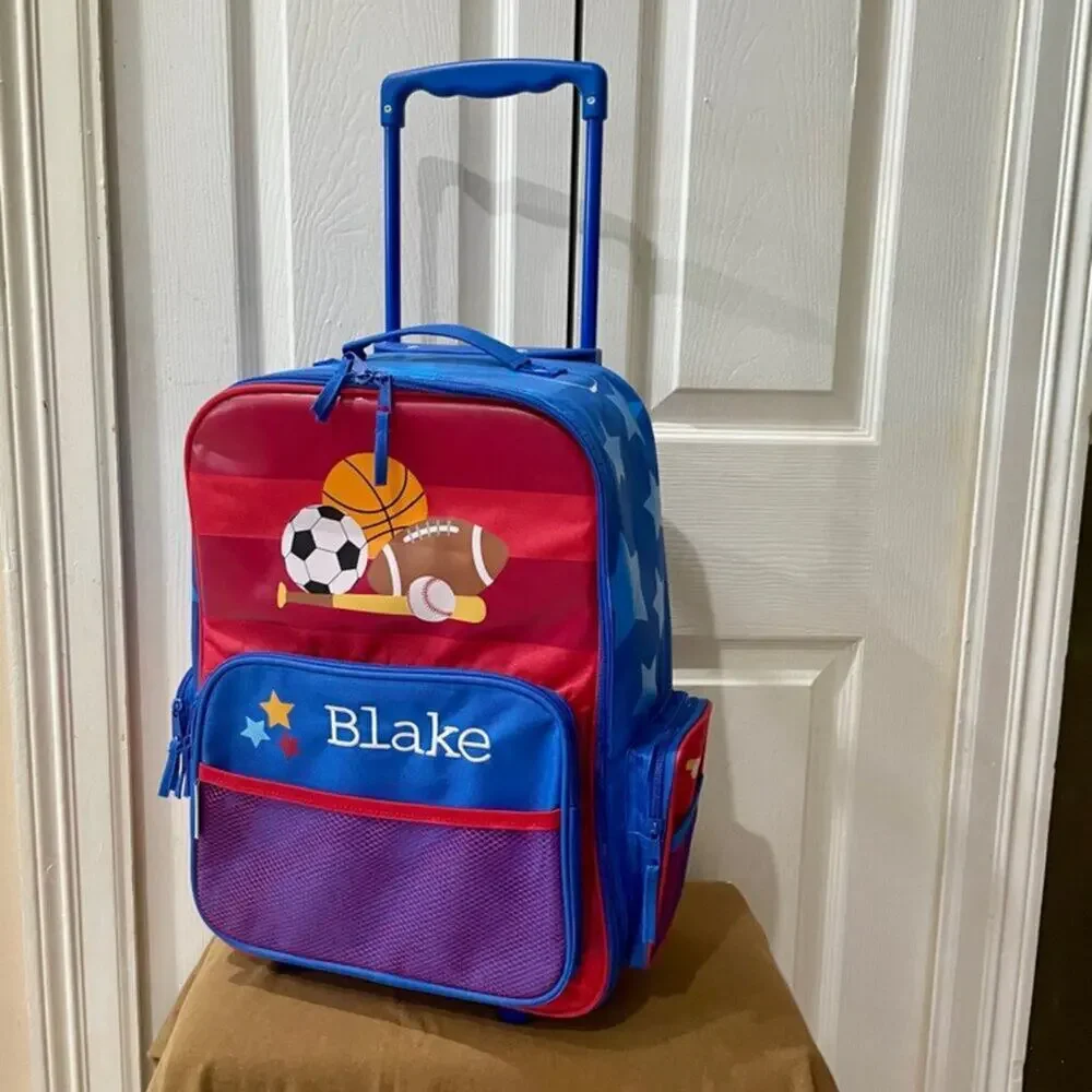 ROLLING SUITCASE BACKPACK 18’ RED BLUE Blake name Embroidered back to the school